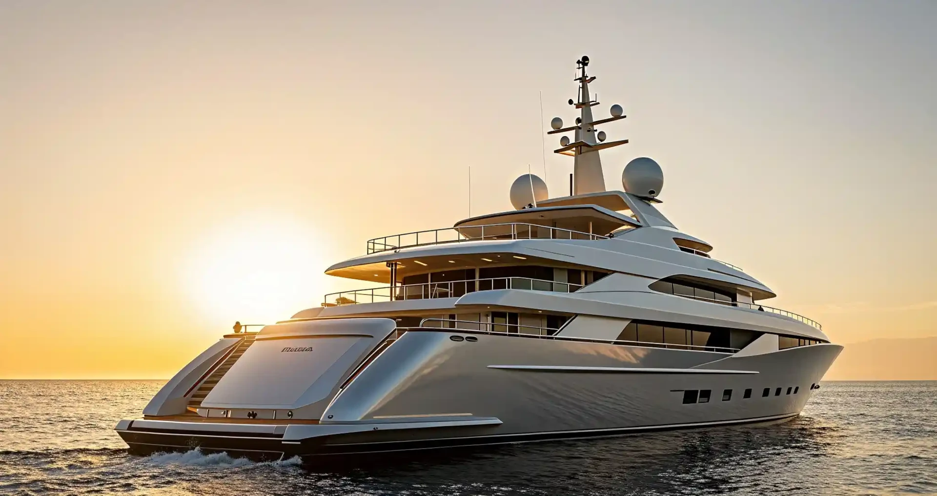 Superyacht Atlas luxury yacht charter hero image showing a superyacht at sea representing yacht selection, charter experience, and curated collections